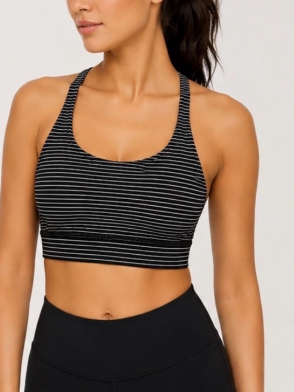 Lululemon Energy Bra Long Line – Black/White Stripe